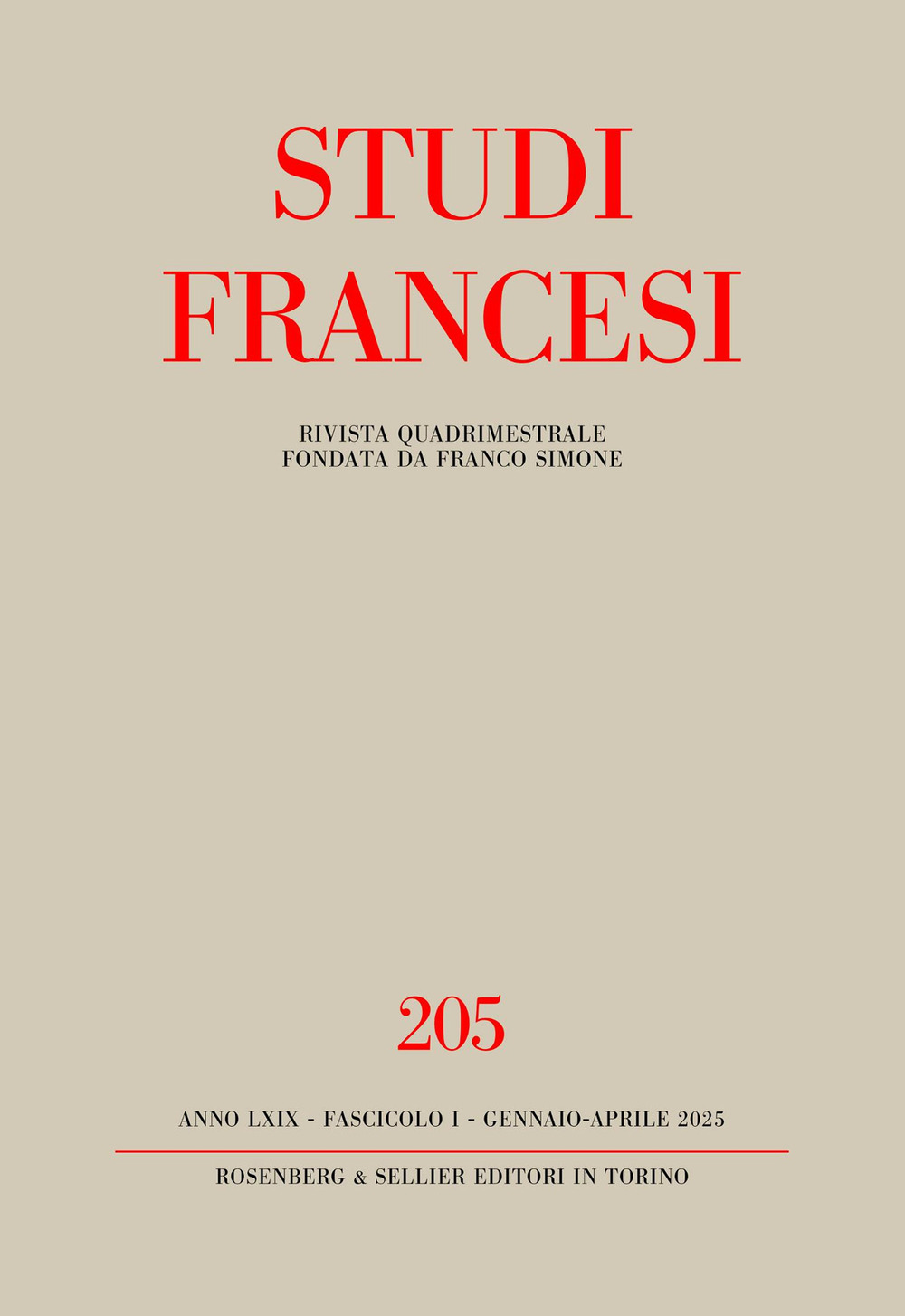 Studi francesi. Vol. 205