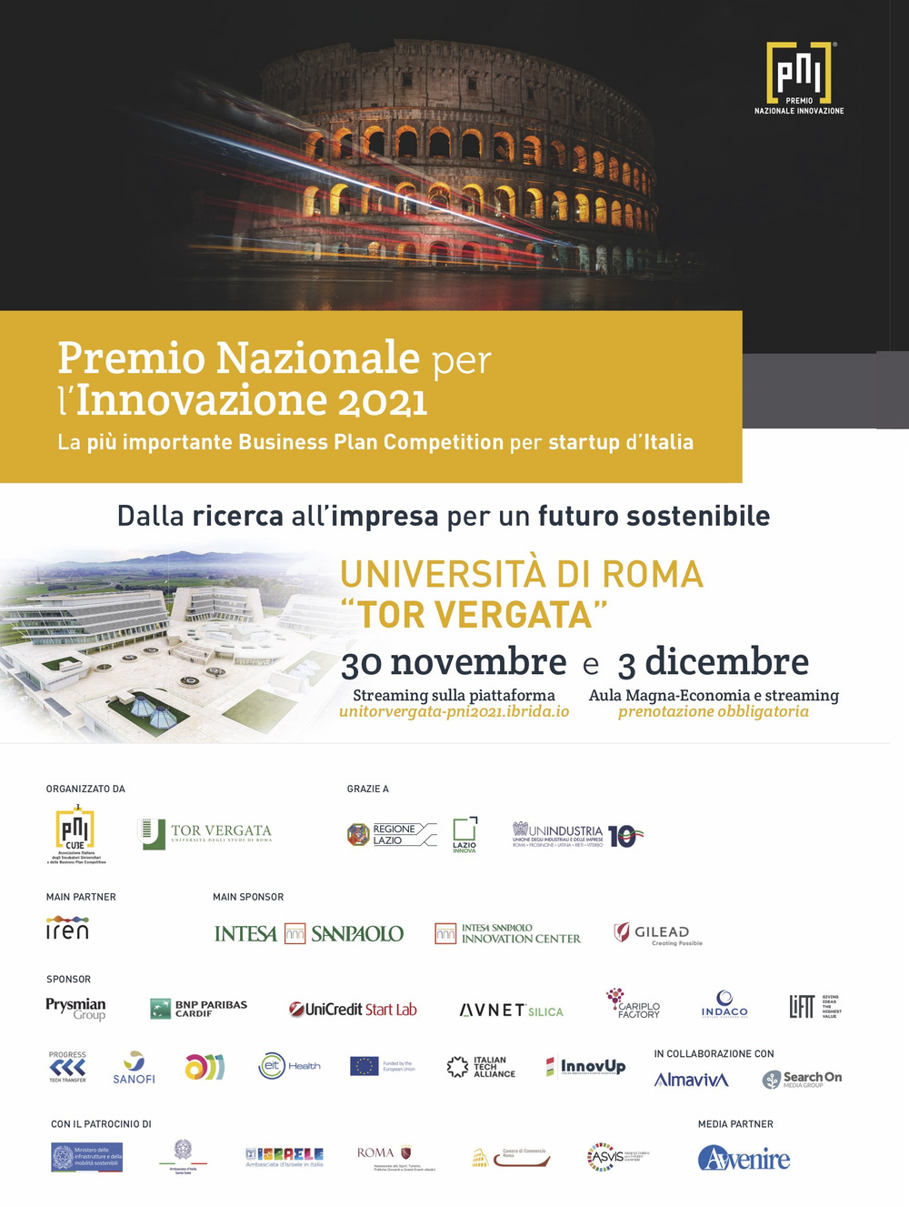 Premio Nazionale per l'Innovazione 2021. La più importante business plan competition per startup d'Italia