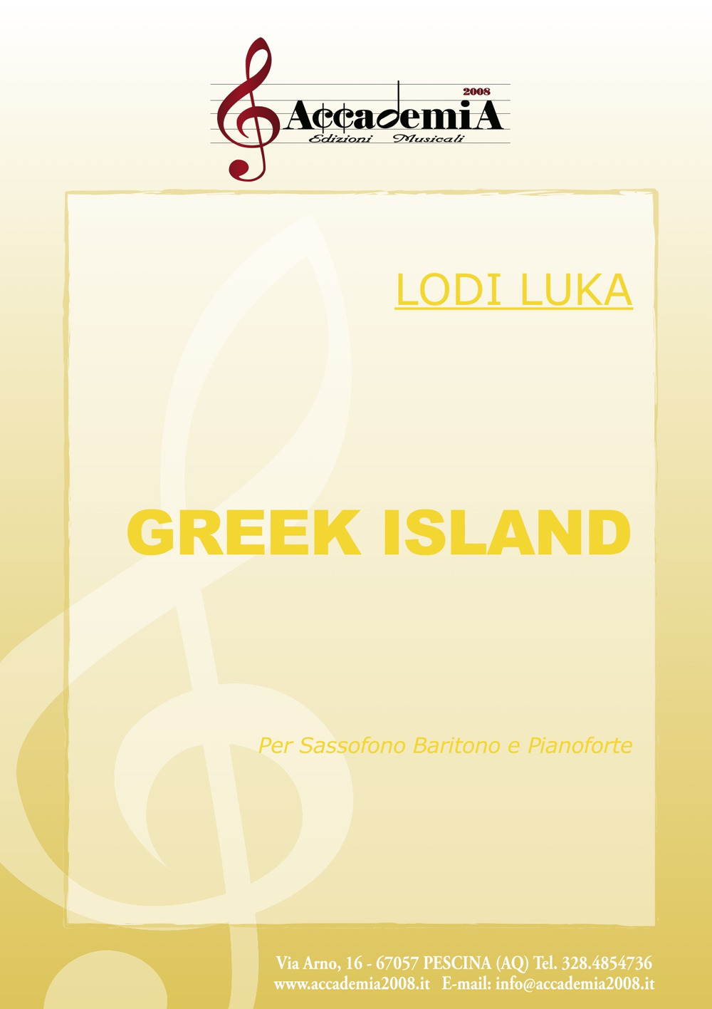 Greek island. Per sassofono baritono e pianoforte