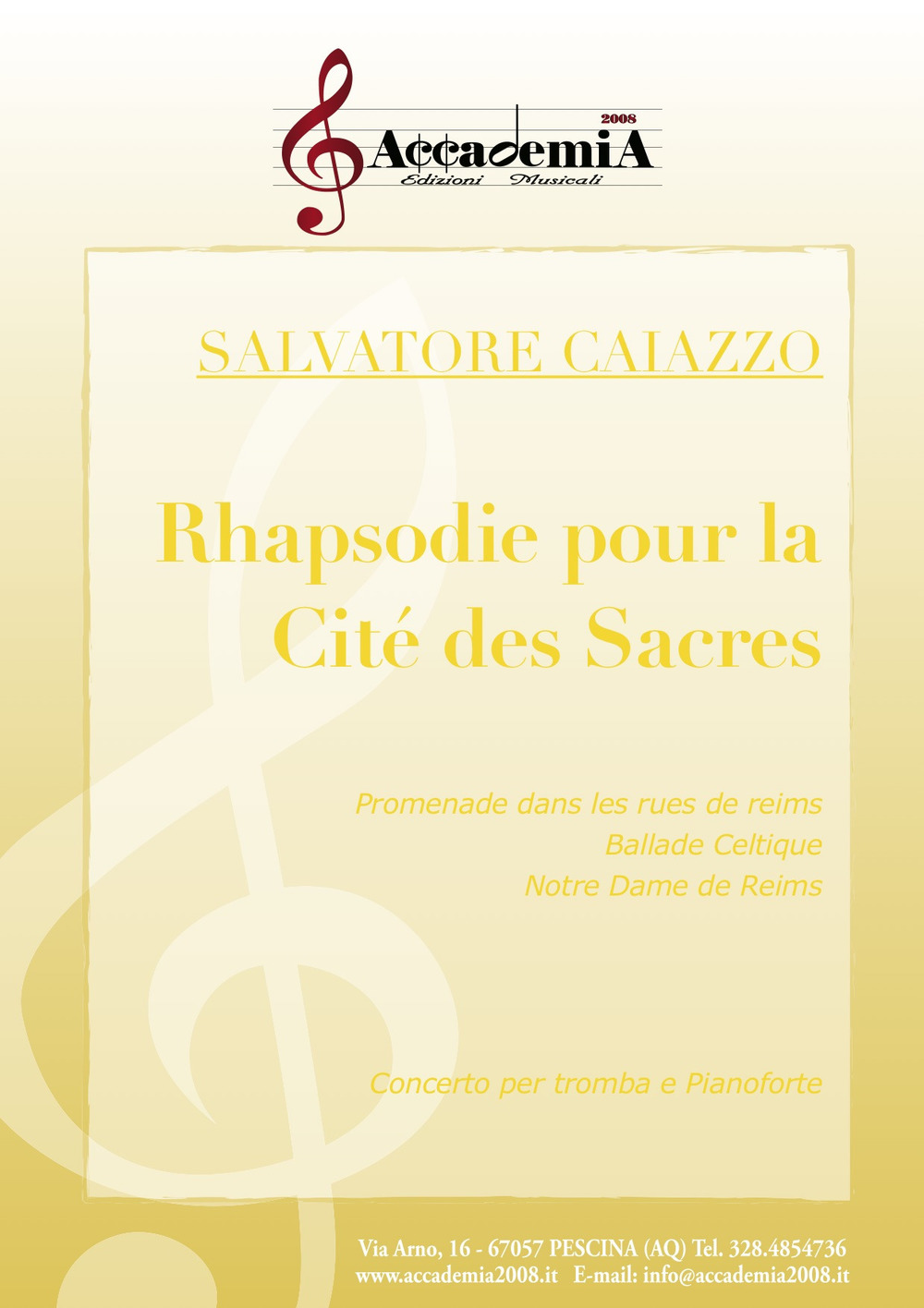 Rhapsodie pour la cite' des sacres. Concerto per tromba e pianoforte
