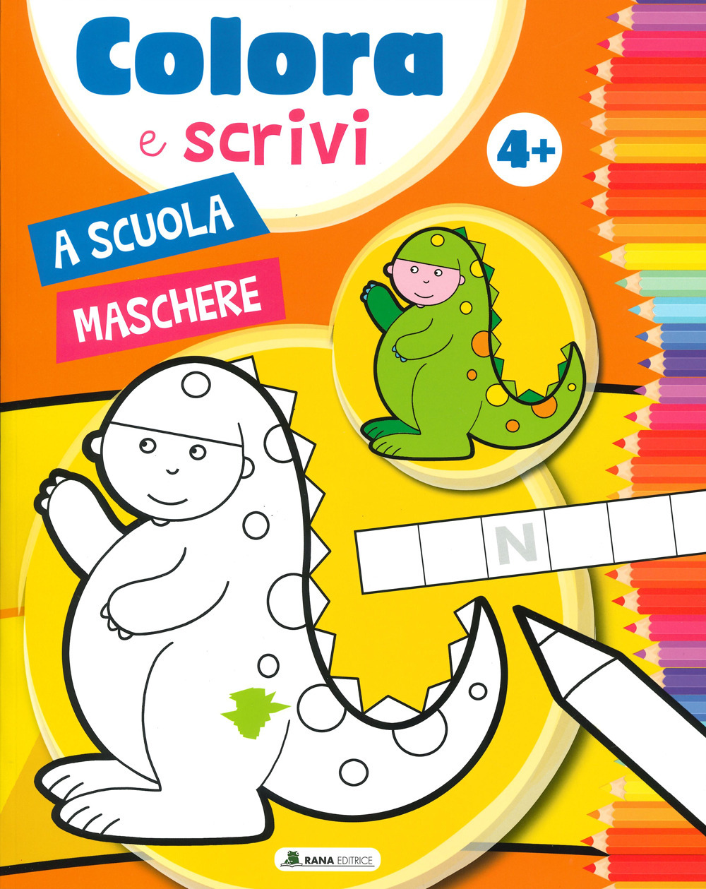 A scuola. Maschere. Colora e scrivi