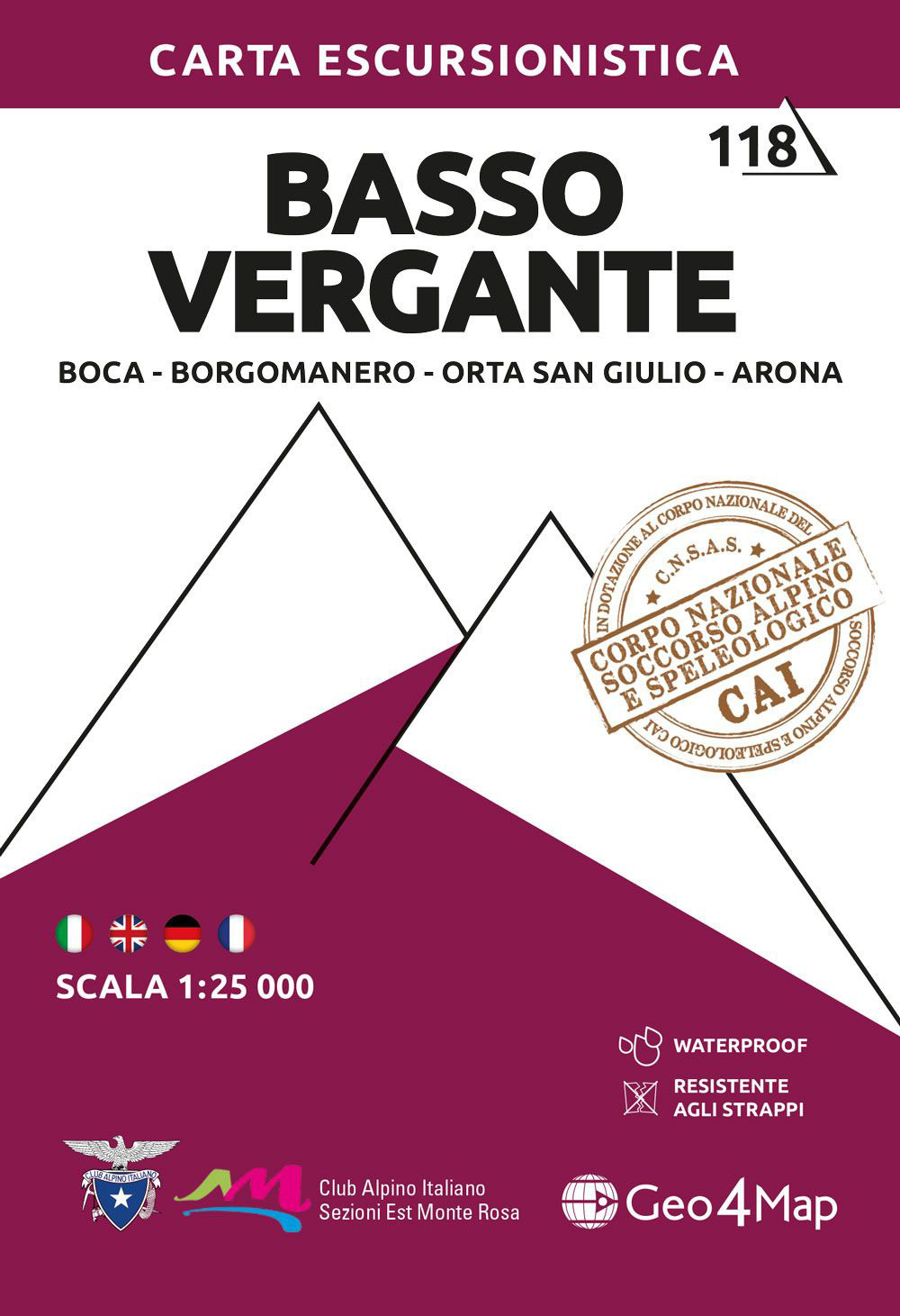 Basso Vergante. Boca, Borgomanero, Orta San Giulio, Arona 1:25.000
