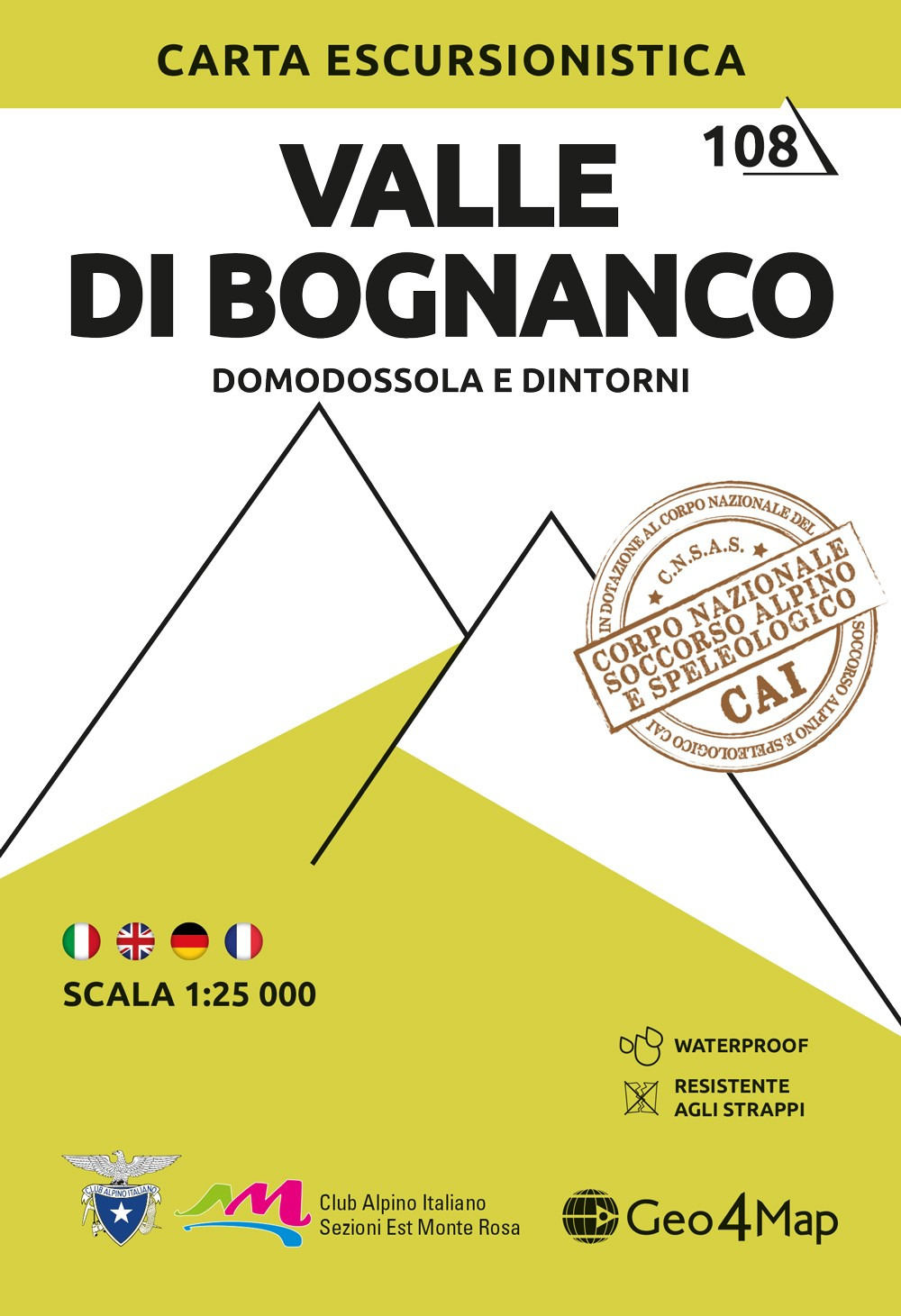 108 Valle di Bognanco. Domodossola e dintorni. Carta escursionistica 1:25.000