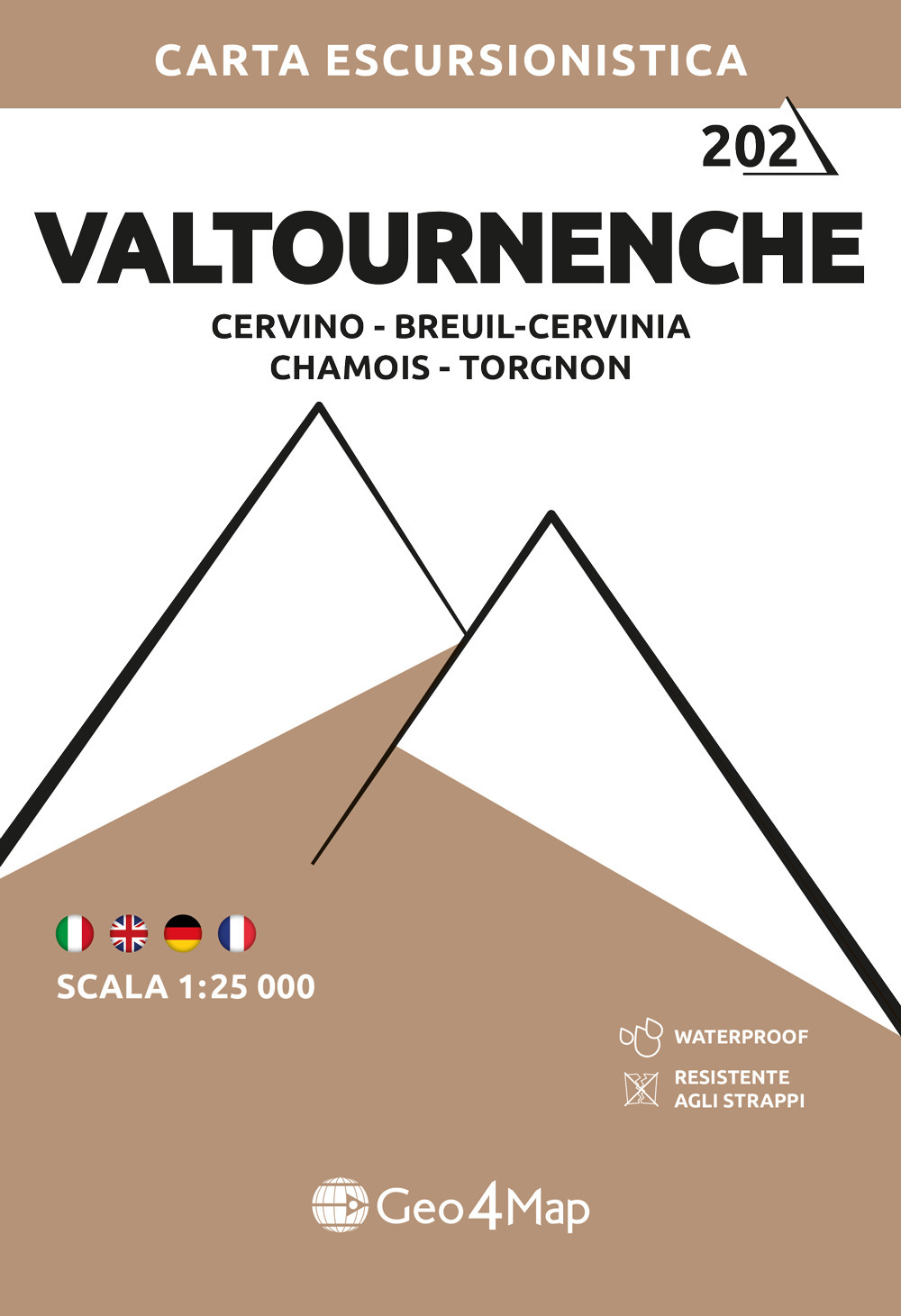 202 Valtournenche Cervino – Breuil-Cervinia – Chamois – Torgnon. Carta escursionistica 1:25.000