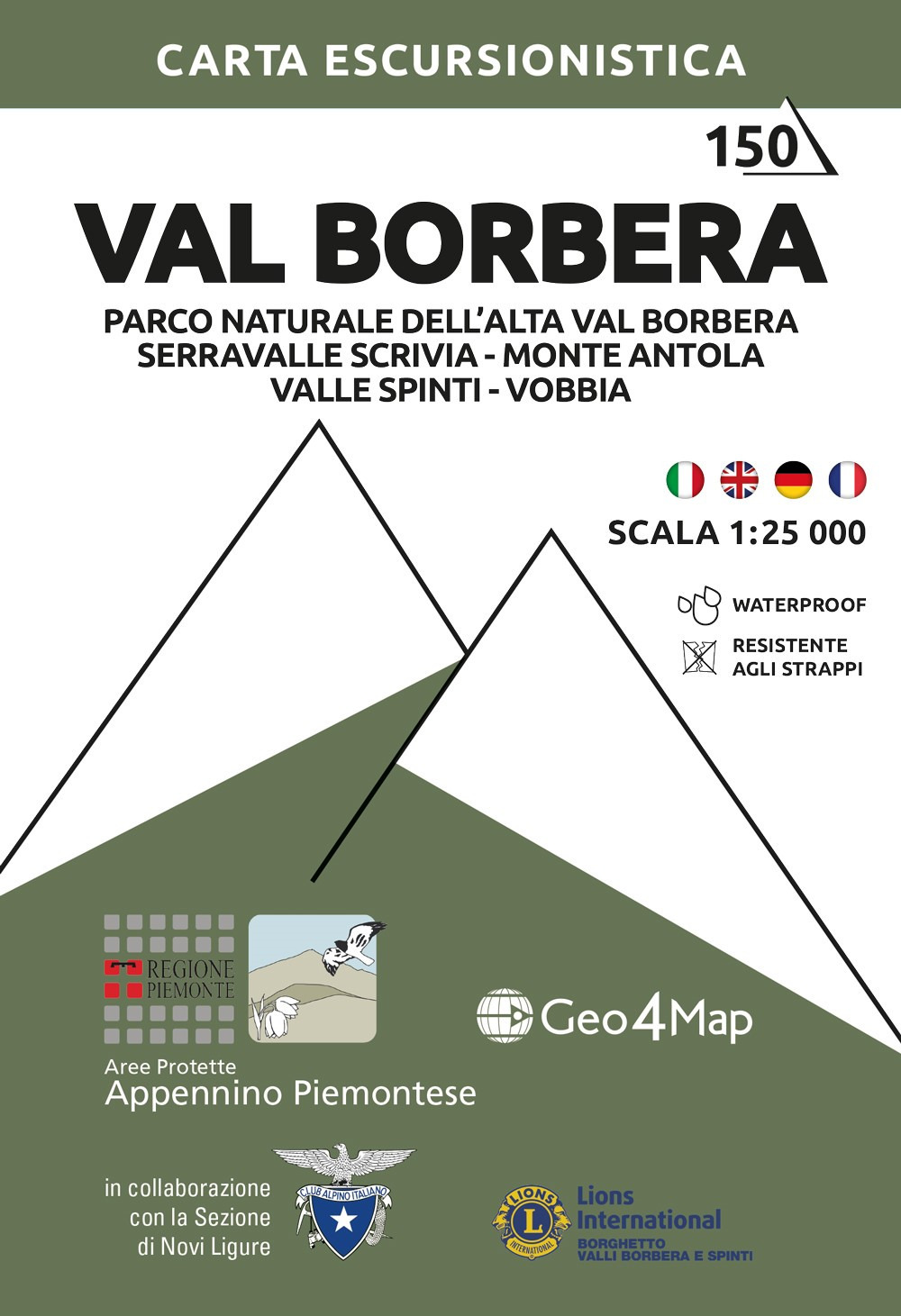 Val Borbera. Parco Naturale dell'Alta Val Borbera. Serravalle Scrivia, Monte Antola, Valle Spinti, Vobbia. Carta escursionistica 1:25.000