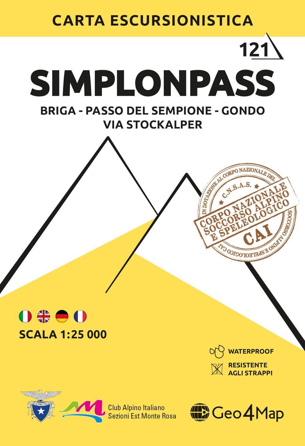 121 Simplonpass Briga – Passo Del Sempione – Gondo – Via Stockalper. Carta escursionistica 1:25.000