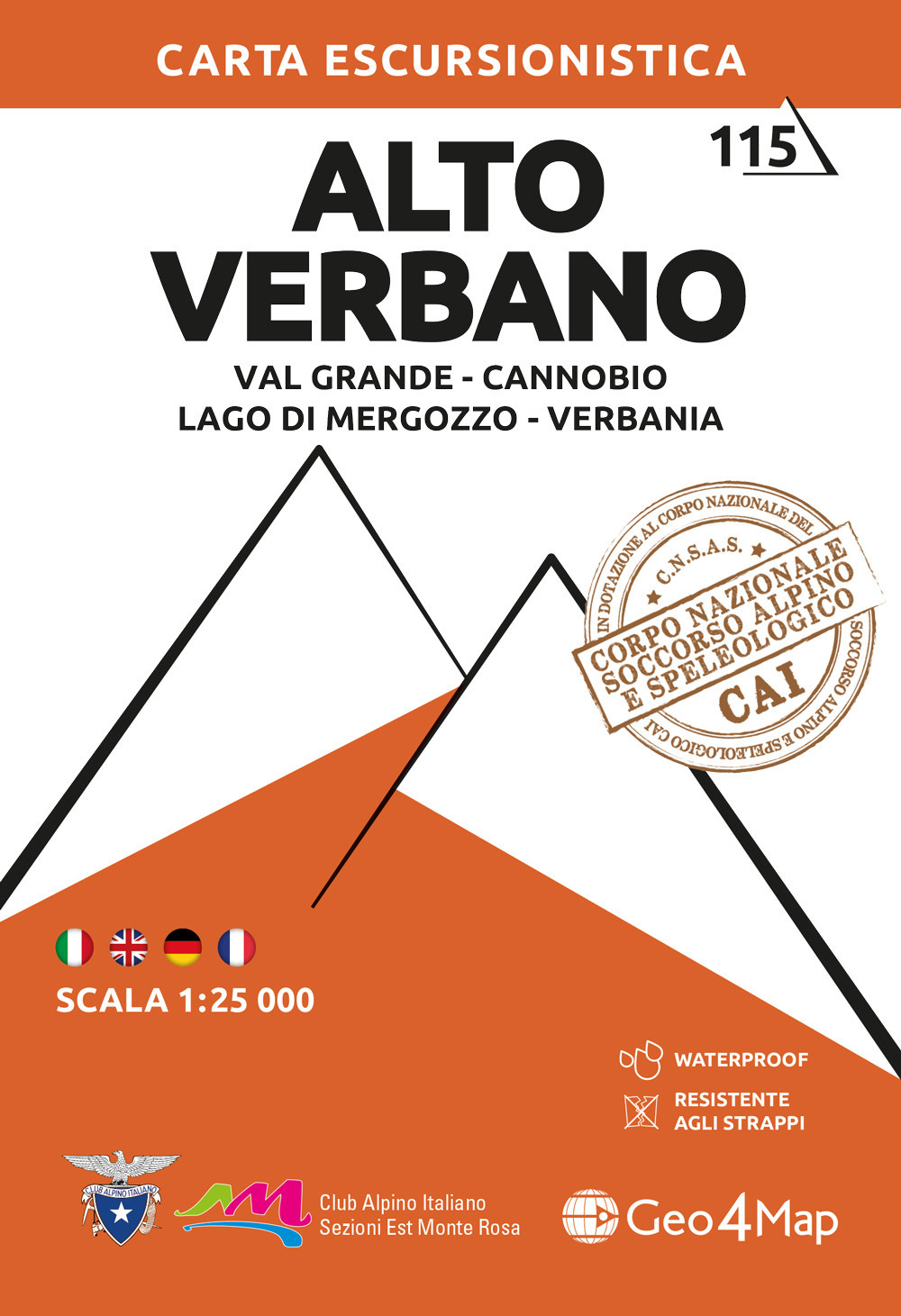 115. Alto Verbano Val Grande, Cannobio, Lago Di Mergozzo, Verbania. Carta escursionistica 1:25.000