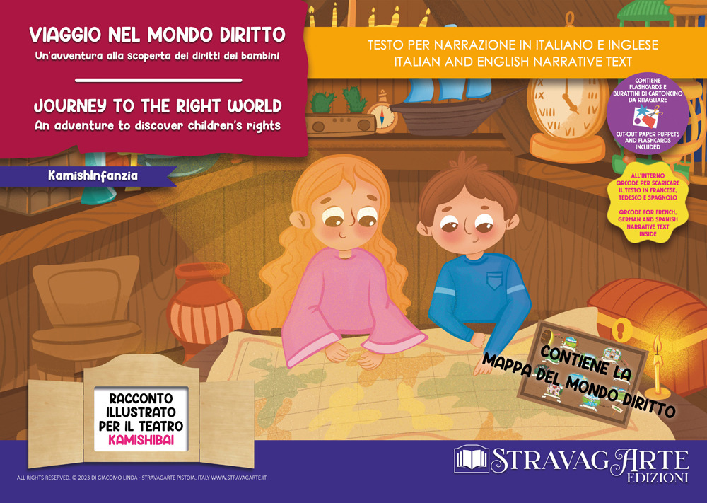 Viaggio nel mondo diritto. Un'avventura alla scoperta dei diritti dei bambini. Storia kamishibai. Ediz. italiana e inglese