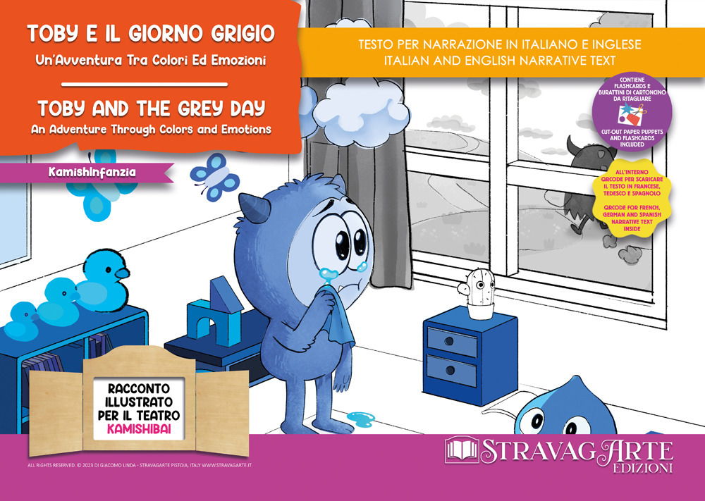 Toby e il giorno grigio: un'avventura tra colori ed emozioni. Storia kamishibai. Ediz. italiana e inglese