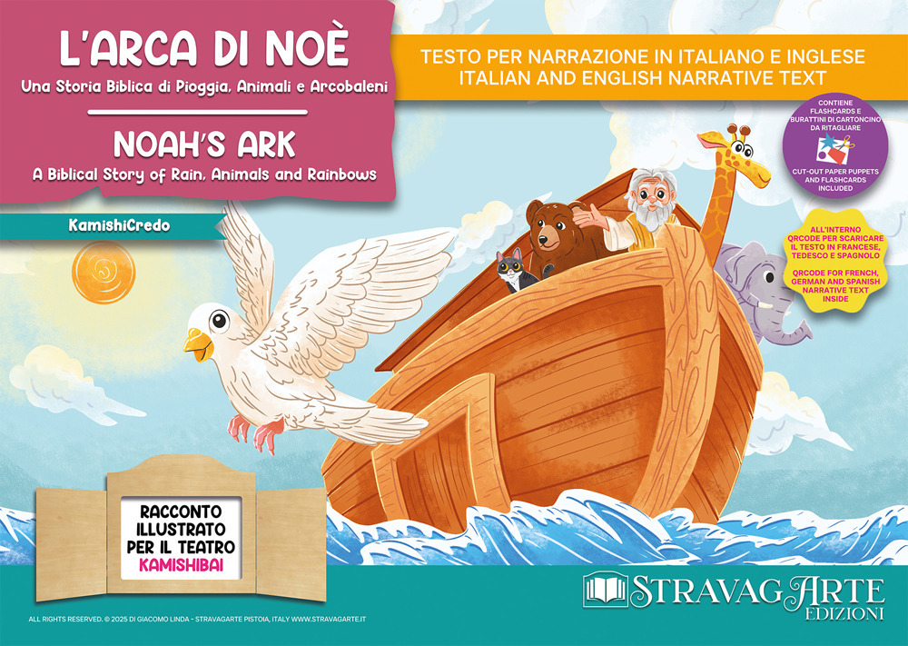 L'arca di Noè. Una storia biblica di pioggia, animali e arcobaleni. Storia kamishibai. Ediz. italiana e inglese